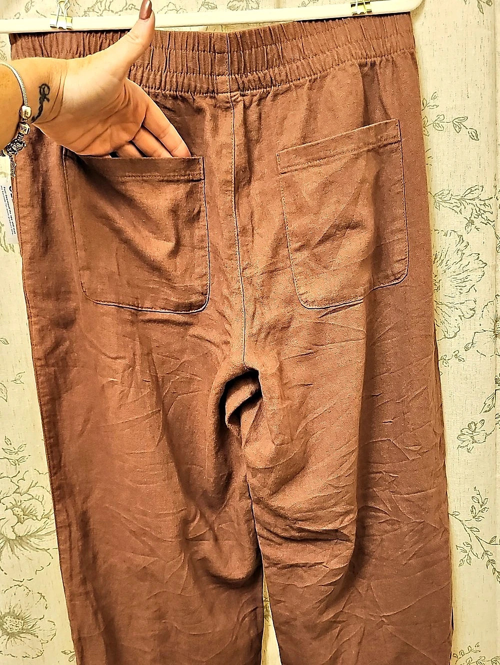 Old Navy Straight Leg Linen Pant in Brown Size Medium NWT - Picture 2 of 4